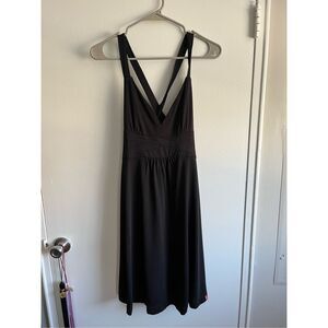 EDCO XS Black Tank Dress Cross Back A Line Goth Wimsigoth Casual Cover Up Lightw